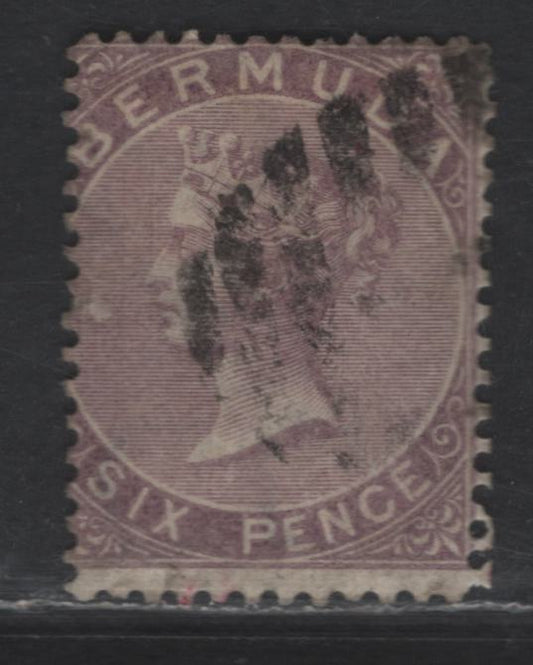 Lot 48 Bermuda SG#6 6d Dull Purple Queen Victoria, 1865-1903 Queen Victoria Keyplate Issue, A Good Used Single
