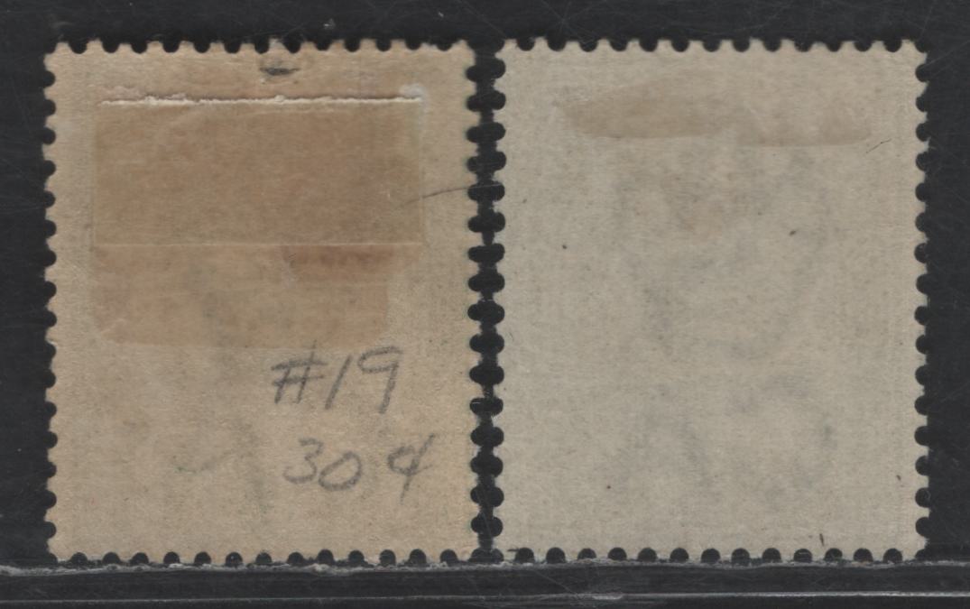 Lot 54 Bermuda SG#21-a 1/2d Dull Green & Deep Gray Green Queen Victoria, 1880 Queen Victoria Keyplate Issue, 2 FOG Singles, Crown CA Wmks