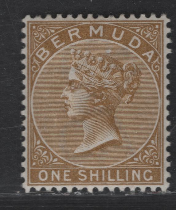 Lot 56 Bermuda SG#29 1/- Yellow Brown Queen Victoria, 1880 Queen Victoria Keyplate Issue, A VFOG Single