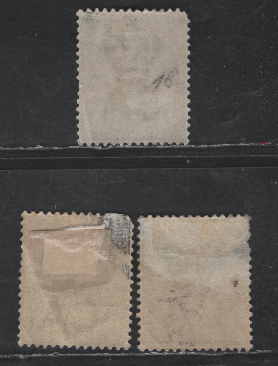 Lot 57 Bermuda SG#25, 26a, 28 2d - 3d Blue, Brown Purple & Gray Queen Victoria, 1883-1904 Queen Victoria Keyplate Issue, 3 Fair/Good/Very Good OG Singles, Crown CA Wmks