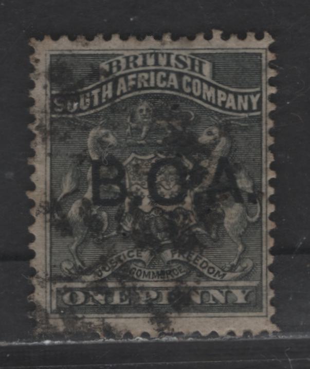 Lot 61 British Central Africa SG#1 1d Black Rhodesia Arms, 1891-1895 BCA Overprinted Rhodesia Arms Issue, A Fine Used Single, Inverted Double Lined 1 Wmk