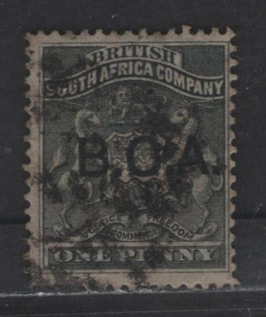 Lot 61 British Central Africa SG#1 1d Black Rhodesia Arms, 1891-1895 BCA Overprinted Rhodesia Arms Issue, A Fine Used Single, Inverted Double Lined 1 Wmk