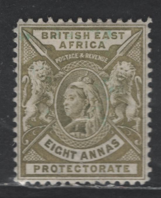 Lot 66 British East Africa SG#74 8a Gray Olive Queen Victoria, 1896-1901 Engraved Queen Victoria Widow's Weeds & Arms Issue, A VFOG Single