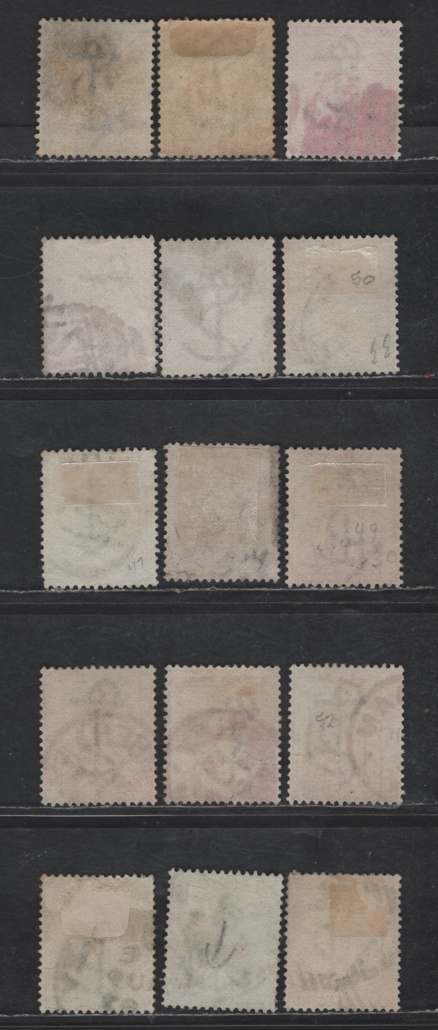 Lot 86 (C) Cape Of Good Hope SG#48-a, 49-a, 50-a, 51-a, 52-b, 53-a, 54 1/2d - 5/- Black - Orange Seated Hope, 1884-1890 Seated Hope Issue, 15 Fine/Very Fine Used Singles, Cabled Anchor Wmk, Listed Shades