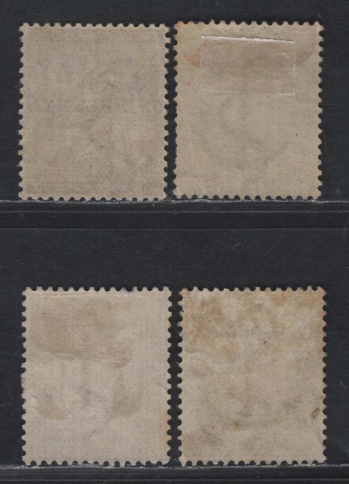 Lot 87 Cape Of Good Hope SG#57a, 61, 63a, 65 1d on 2d - 4d Deep Bistre -Sage Green Seated Hope, 1893-1898 Revised Colors Seated Hope Issue, 4 F/VFOG Singles, Small Corner Crease