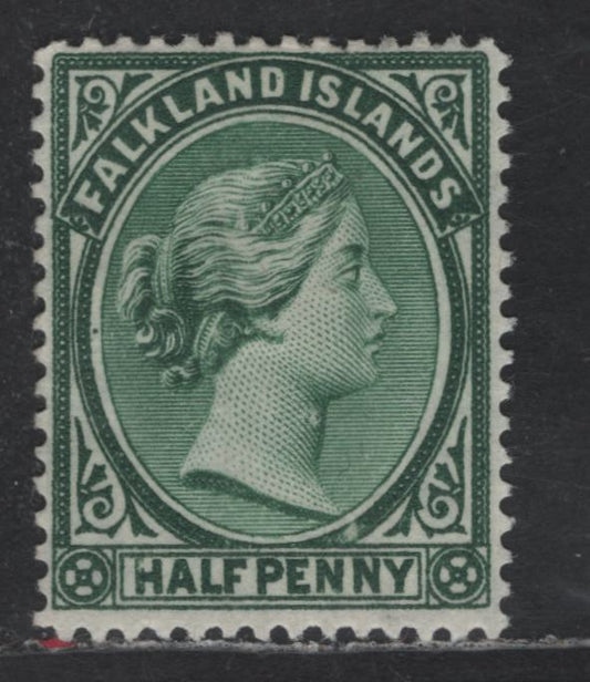Lot 97 (C) Falkland Islands SG#15 1/2c Blue Green Queen Victoria, 1883-1886 Bradbury Wilkinson Engraved Queen Victoria Issue, A Very Fine Unused Single, No Gum