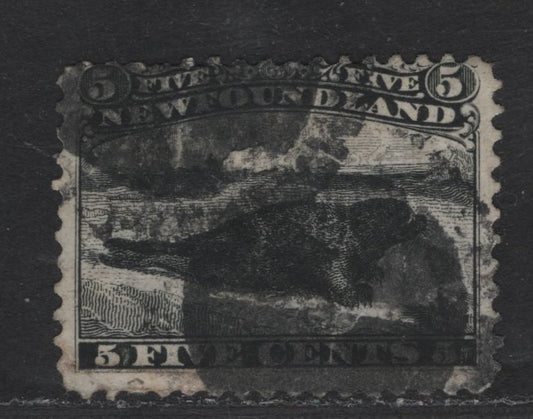 Lot 11 Newfoundland #26 5c Black Harp Seal, 1865-1894 First Cents Issue, A Good Used Single