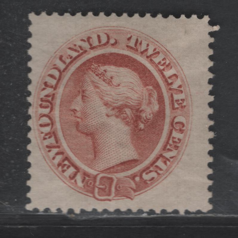 Lot 13 Newfoundland #28 12c Pale Red Brown Queen Victoria, 1865-1894 First Cents Issue, A FOG Single