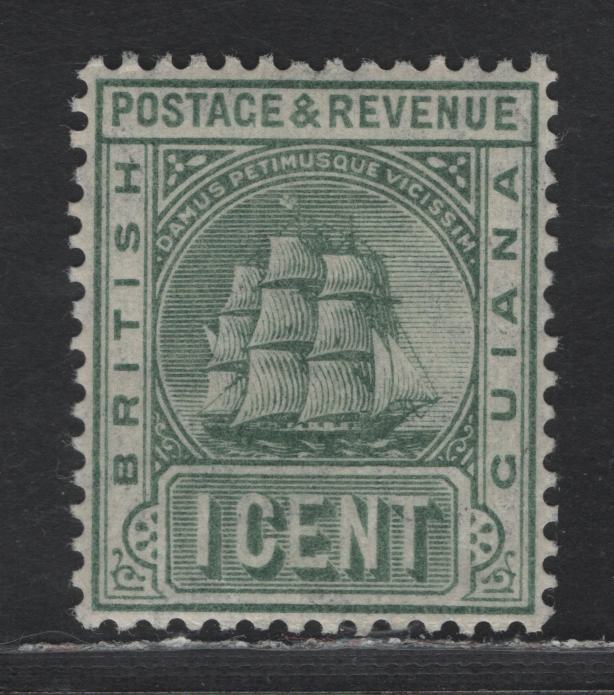 Lot 137 British Guiana SG#240 1c Gray Green Badge of the Colony, 1905-1907 Badge of the Colony Issue, A VFOG Singles, Multiple Crown CA Wmk