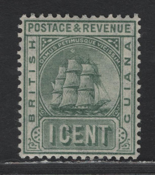 Lot 137 British Guiana SG#240 1c Gray Green Badge of the Colony, 1905-1907 Badge of the Colony Issue, A VFOG Singles, Multiple Crown CA Wmk