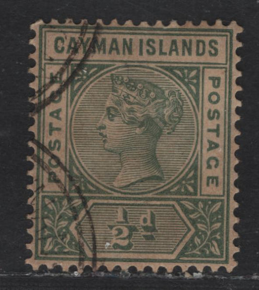 Lot 148 (C) Cayman Islands SG#1 1/2d Deep Green Queen Victoria, 1900 Queen Victoria Keyplate Issue, A Very Fine Used Single