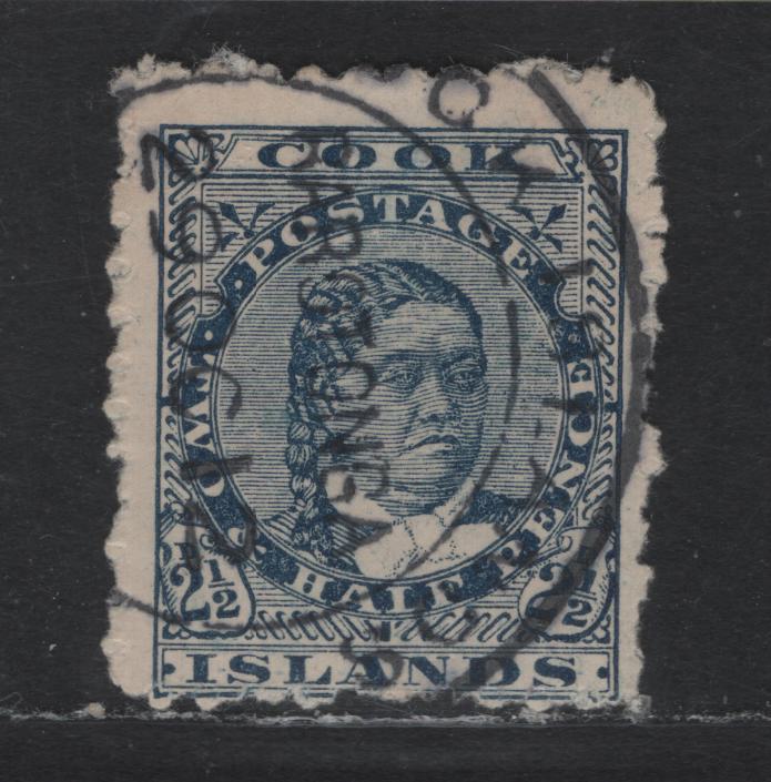 Lot 162 Cook Islands SG#27 25d Dull Blue Queen Makea Takau, 1902 Queen Makea Takau Definitive Issue, A Fine Used Single, Unwatermarked, Perf 11
