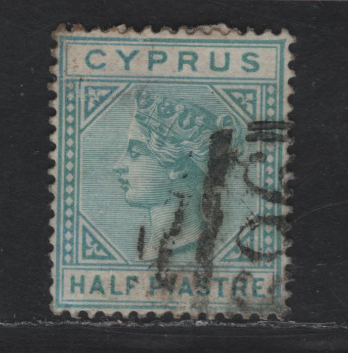 Lot 163 (C)Cyprus SG#11 1/2pi Emerald Green Queen Victoria, 1881 Queen Victoria Keyplates Issue, A Very Fine Used Single, Crown CC Wmk