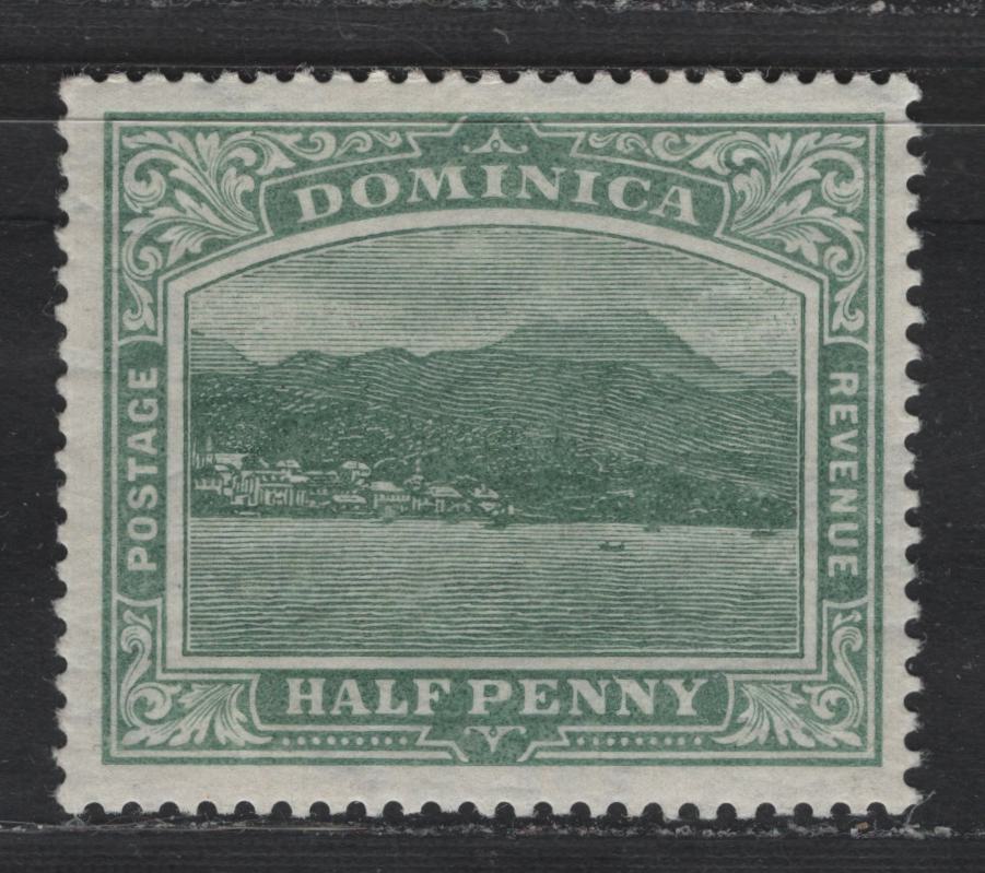 Lot 168 Dominica SG#37 1/2d Green Roseau from the Sea, 1903-1907 Roseau View Issue, A VFOG Single, Multiple Crown CA Wmk
