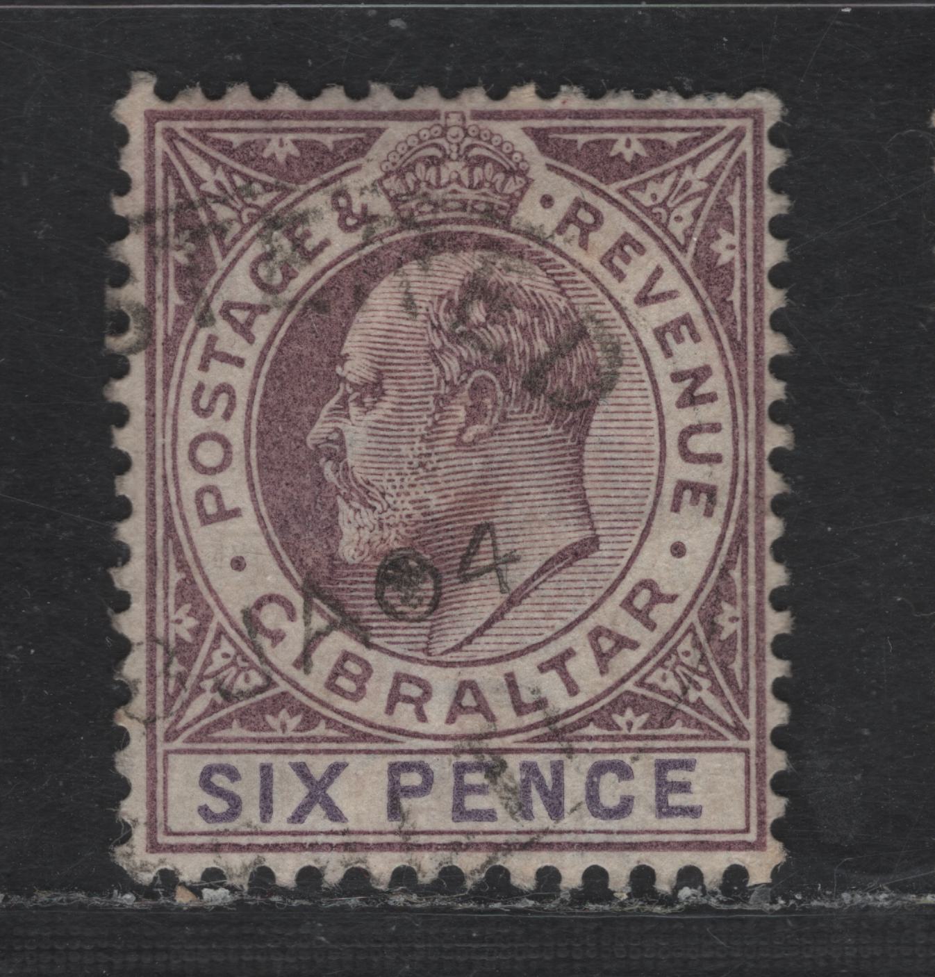 Lot 183 (C) Gibraltar SG#50 6d Dull Purple & Violet King Edward VII, 1903 King Edward VII Issue, A Very Fine Used Single, Crown CA Wmk