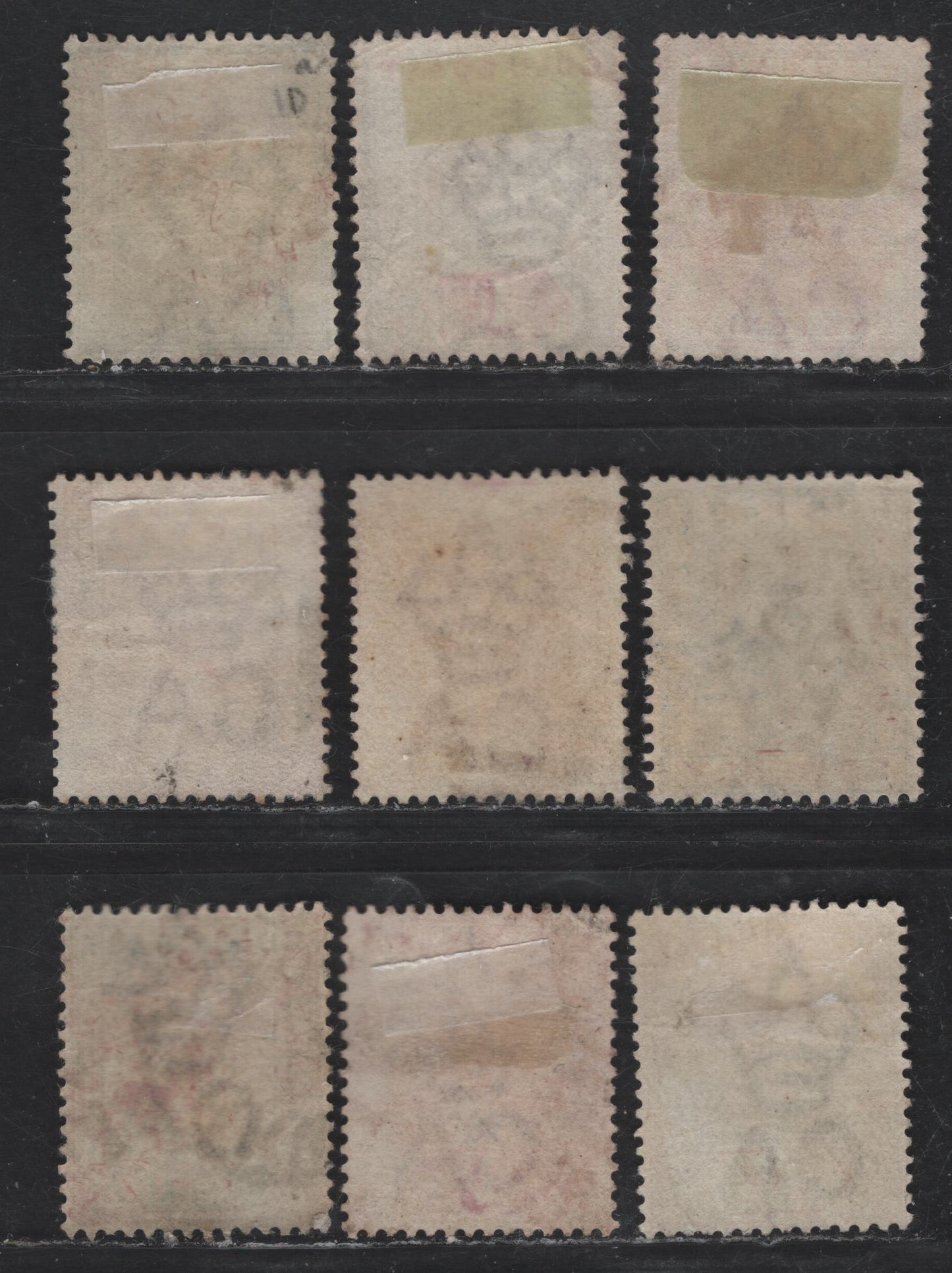 Lot 185 Gold Coast SG#11a, 12-a, 14, 26-27, 29 1/2d - 3d Dull Green - Dull Mauve & Orange Queen Victoria, 1884-1902 Queen Victoria Keyplate Issue, 7 Fine/Very Fine Used Singles, Crown CA Wmk