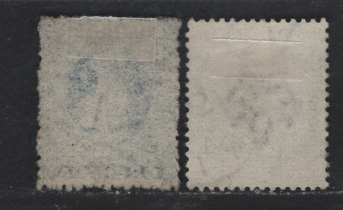 Lot 187 Grenada SG#23, 32 4d - 2.5d Blue - Ultramarine Queen Victoria, 1881-1883 Perkins Bacon Chalon Surcharged Issues, 2 Very Fine Used Singles, Crown CA Wmk