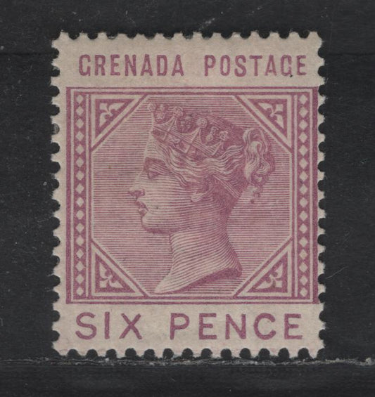 Lot 188 Grenada SG#34 6d Mauve Queen Victoria, 1883 Queen Victoria Issue, A VFOG Single, Crown CA Wmk