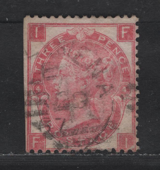 Lot 191 (C) Great Britain SG#92 3d Rose Queen Victoria, 1865-1867 Queen Victoria Surface Printed Issue, A Good Used Single, Large White Corner Letters, Emblem Wmk, Trimmed Left Margin, Fine Centering For This Issue.