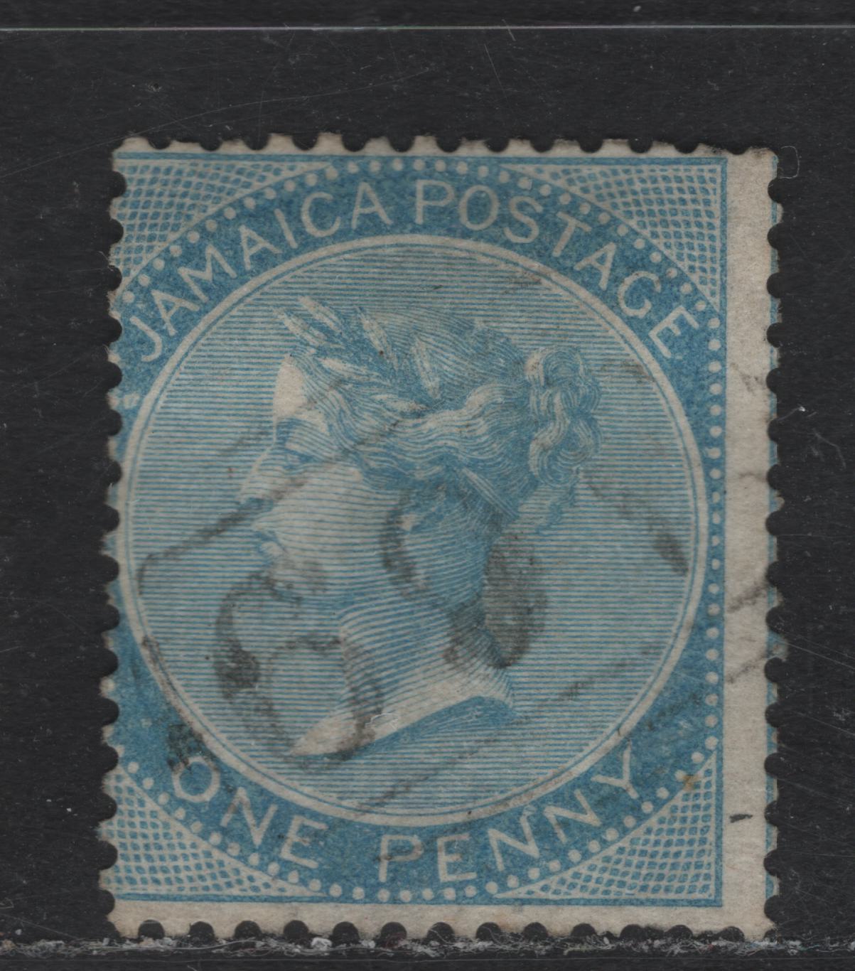 Lot 210 (C) Jamaica SG#1 1d Pale Blue Queen Victoria, 1860-1870 Queen Victoria Keyplate Issue, A Very Good Used Single, Pineapple Wmk