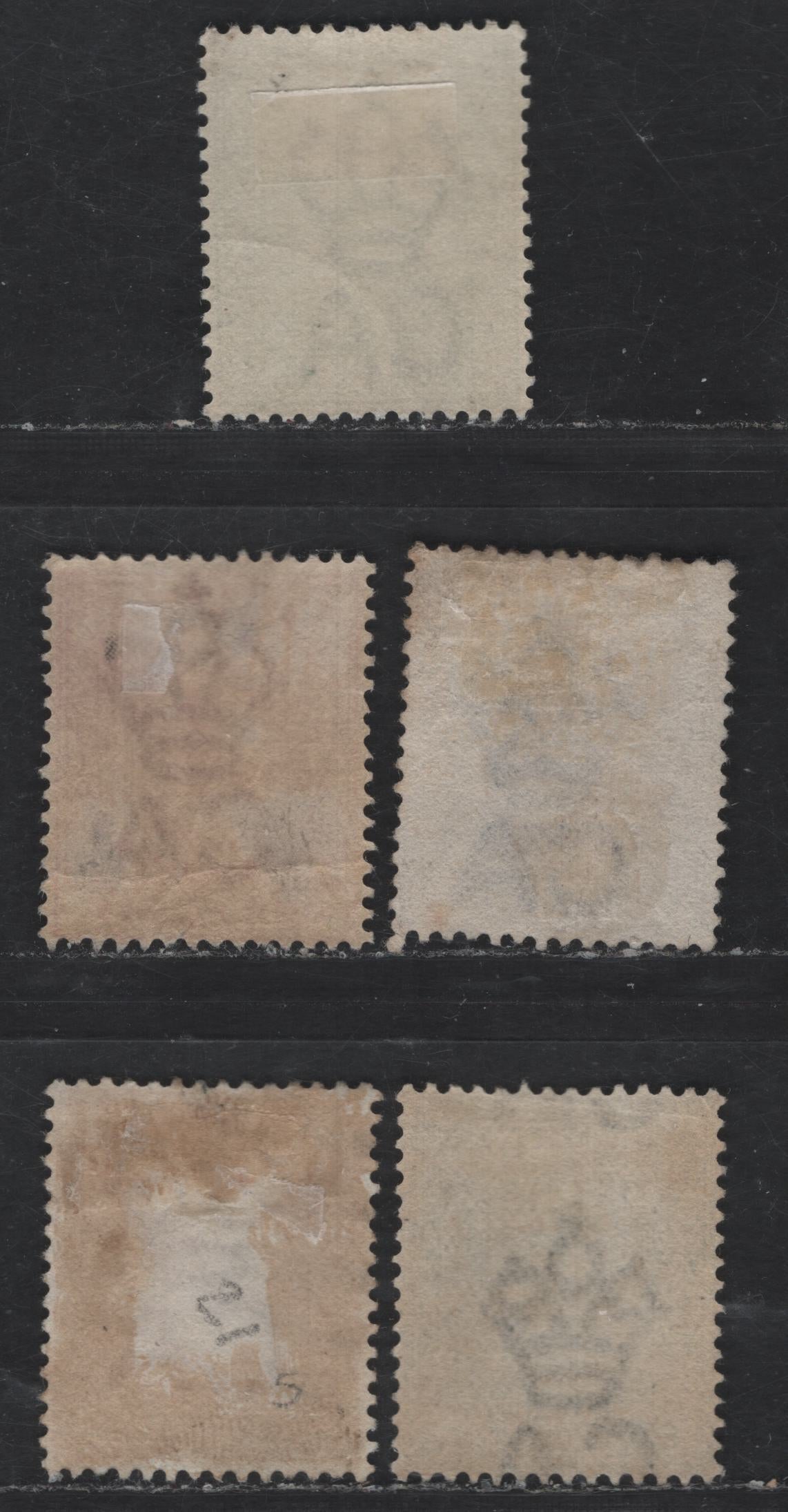 Lot 228 Lagos SG#21-22, 24-26 1/2d - 1/- Green - Brownish Orange Queen Victoria, 1884-1886 Queen Victoria Keyplate, 5 Fine/Very Fine Used Singles, Crown CA Wmk