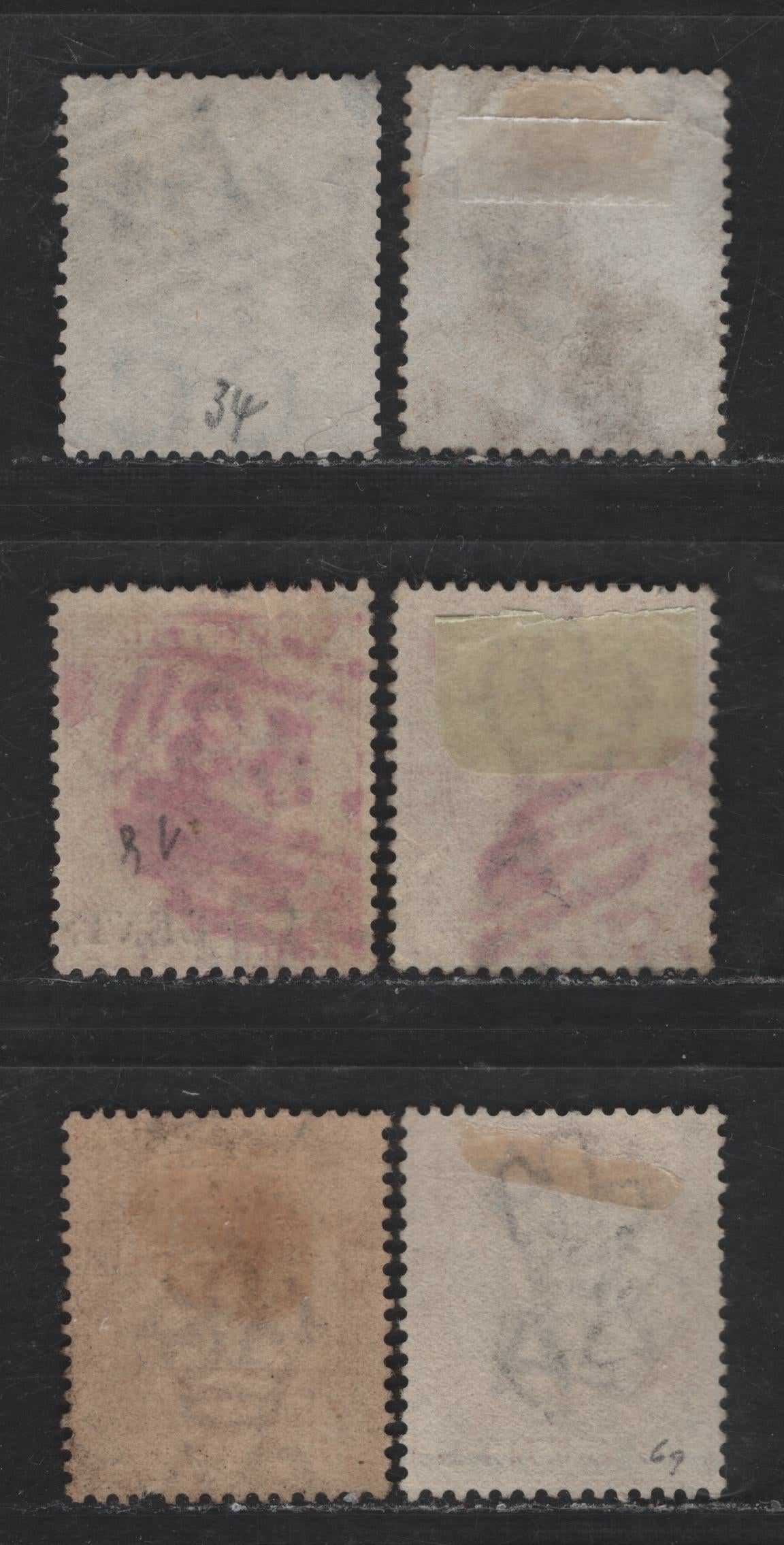 Lot 253 Mauritius SG#65, 93, 118, 105, 107, 109 6c - 16c Blue Green - Chestnut Queen Victoria, 1863-1894 Queen Victoria Keyplates, 6 Very Good/Fine Used Singles, Crown CC Wmk