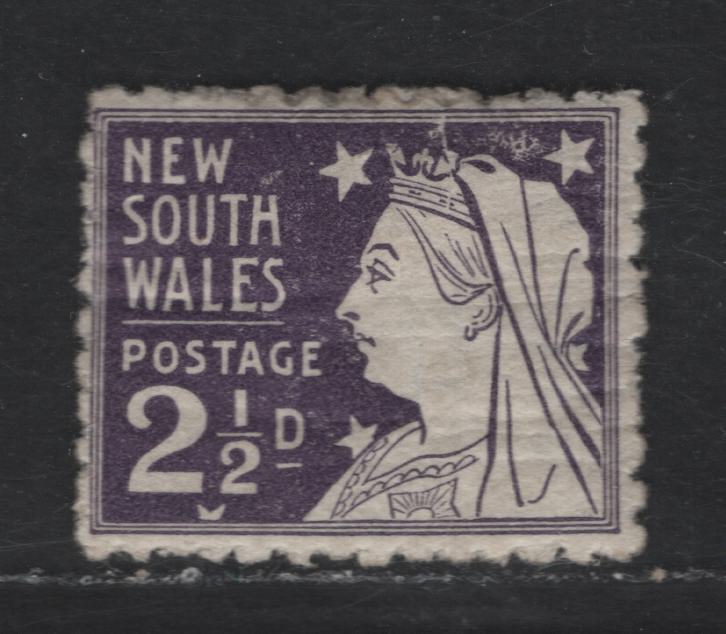 Lot 266 New South Wales SG#295 2.5d Purple Arms - Queen Victoria, 1897-1899 Arms - Queen Victoira Issues, A FOG Single, Extensive Gum Crackling, Sideways Crown Over NSW Wmk With Wide Gap