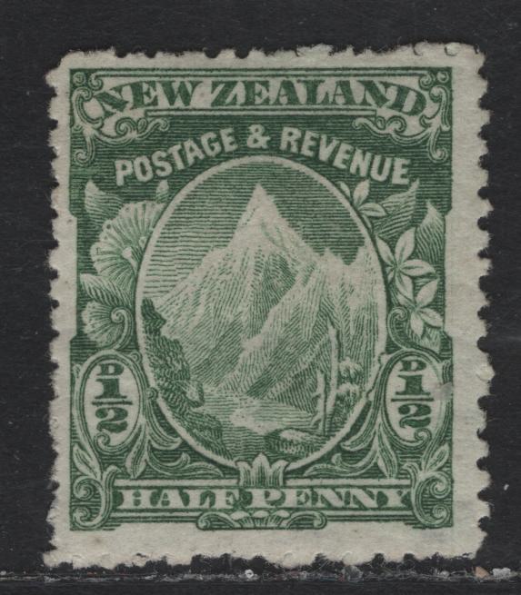 Lot 273 New Zealand SG#302 1/2d Green Mount Cook, 1902-1907 Pictorial Issue, A FOG Single, Perf 14, Single Wmk