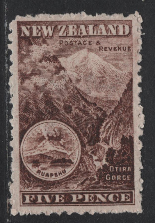 Lot 279 New Zealand SG#311a 5d Deep Brown Otira Gorge, 1902-1907 Pictorial Issue, A VFOG Single, Single Wmk, Perf 11