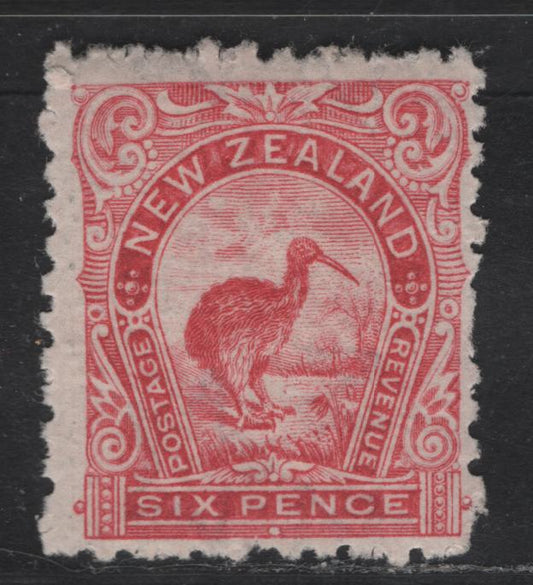 Lot 280 New Zealand SG#312 6d Rose Brown Kiwi, 1902-1907 Pictorial Issue, A FOG Single, Single Wmk, Perf 11