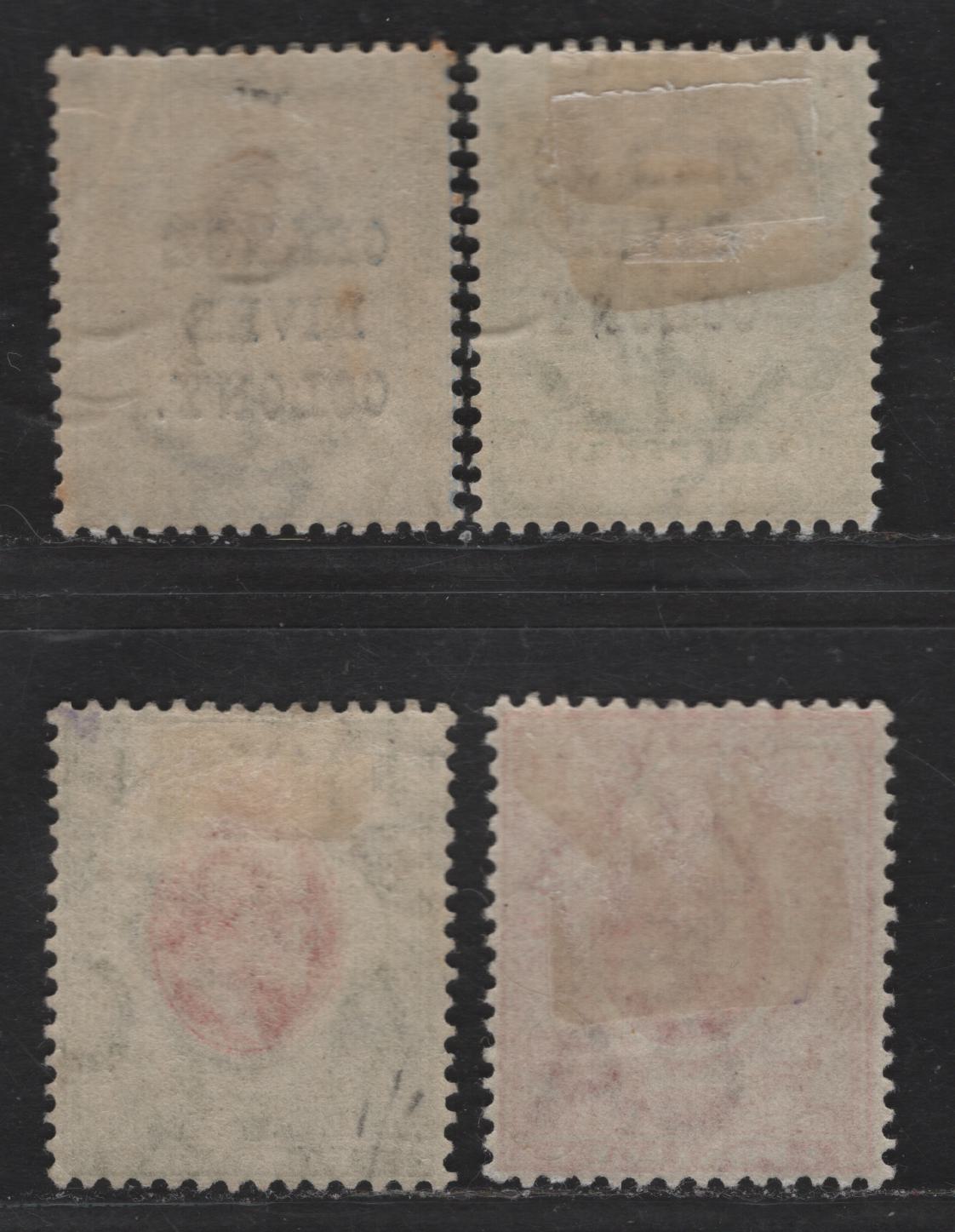 Lot 301 Orange Free State SG#133, 135, 149-150 1/2d - 4d Green - Sage Green & Scarlet King Edward VII, 1900-1909 Orange River Colony Overprinted King Edward VII Issue, 4 F/VFOG Singles, Multiple Crown CA Wmk