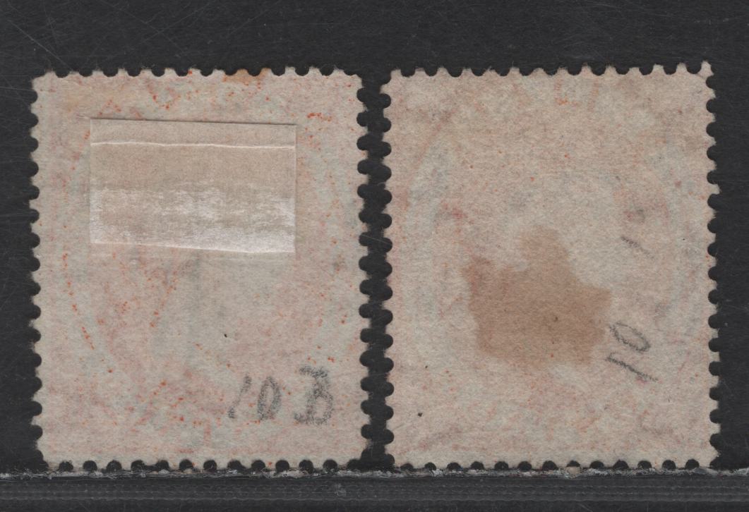 Lot 313 St. Lucia SG#18-a 1/- Orange & Deep Orange Queen Victoria, 1864-1876 Queen Victoria Courbould Head Issue, 2 Fine/Very Fine Used Singles, Crown CC Wmk