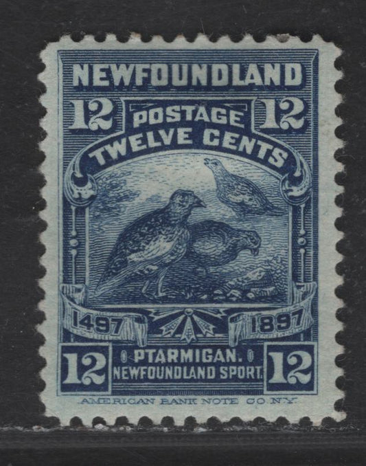 Lot 35 Newfoundland #69 12c Dark Blue Willow Ptarmigan, 1897 Discovery of Newfounfland Issue, A FOG Single