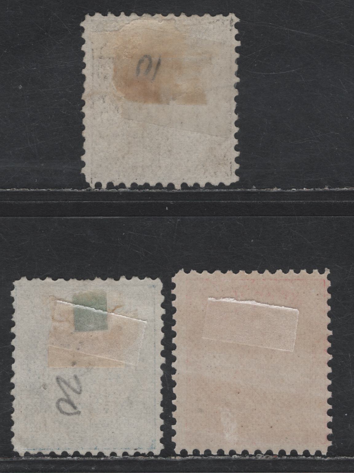 Lot 71 PEI #5-6, 9 2d - 4d Rose - Black Queen Victoria, 1862-1870 Queen Victoria Issue, 3 VG/FOG & Unused Singles, White Paper, Perf 12