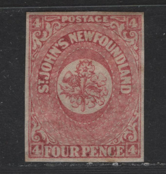 Lot 8 Newfoundland #18 4d Rose Flowers, 1861-1862 3rd Pence Issue, A FOG Single