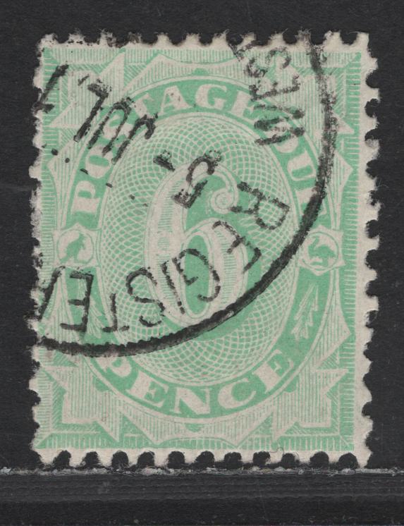 Lot 90 (C) Australia SG#D50 6d Green Numerals, 1906-1908 Postage Dues, A Very Fine Used Single, Perf 12x11, CTO Example