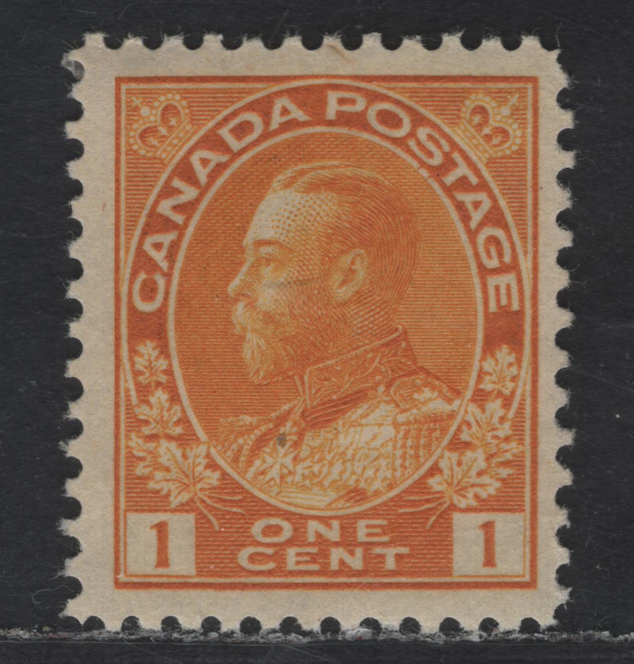 Lot 1 Canada #105i 1c Chrome Yellow King George V, 1911-1925 Admiral Issue, A VFOG Single, Wet Printing, Die 1, Retouched Frameline.