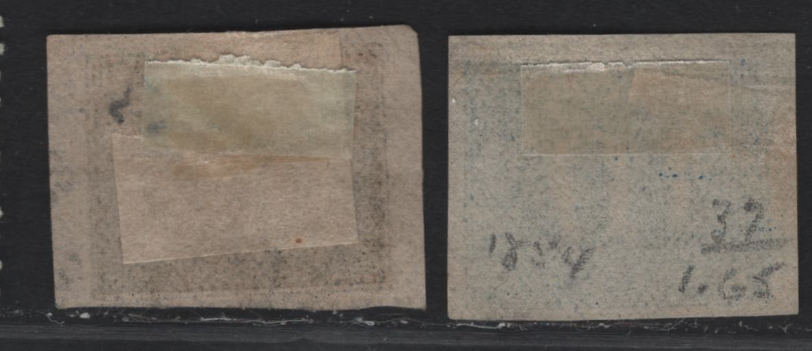 Lot 113 Brazil SC#24, 37a 10r - 60r Pale Blue - Black Cats Eyes, 1850-1854 Cats Eyes Issue, 2 Very Fine Used Singles