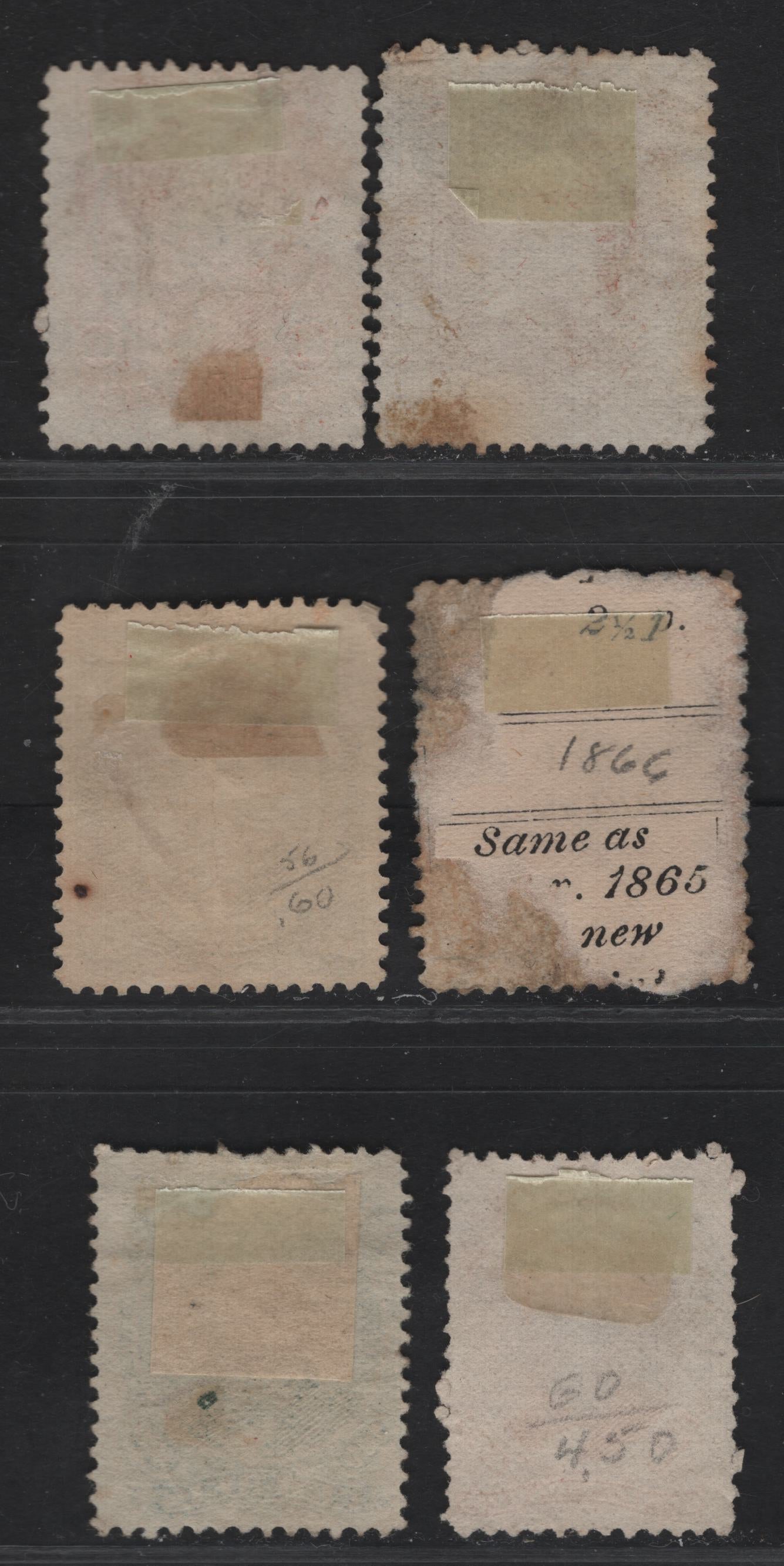 Lot 115 Brazil SC#53-55, 58, 60 10r - 500r Vermillion - Orange Dom Pedro, 1866 Dom Pedro Perforated Issue, 5 Very Good Used Singles, Vertical Crease On 50r, 100r is Type III