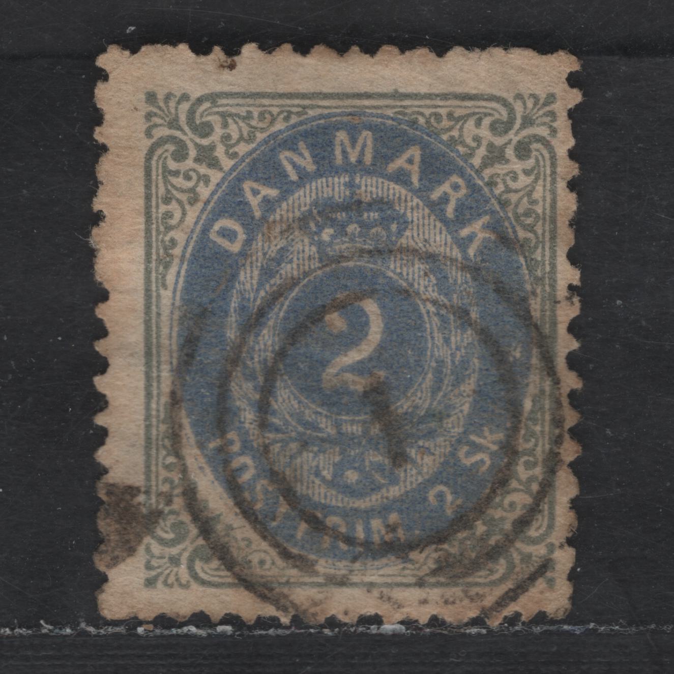 Lot 152 Denmark SC#16a 2s Gray & Blue Numeral, 1870-1871 Numeral Issue, A Fine Used Single, Denominated In Skilling