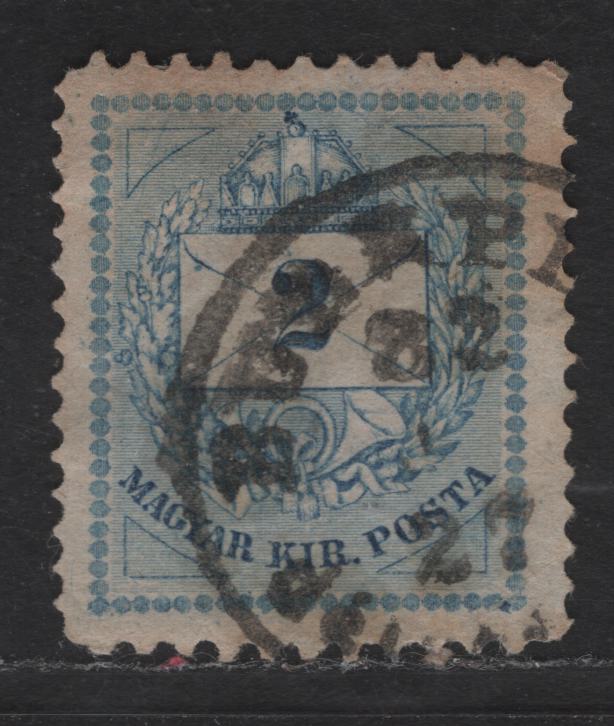 Hungary SC#18e 2k Violet - Rose Crown of St Stephen, 1881 Crown of St Stephen Issue, A Fine Used Single, Perf 11.5x13, Watermarked