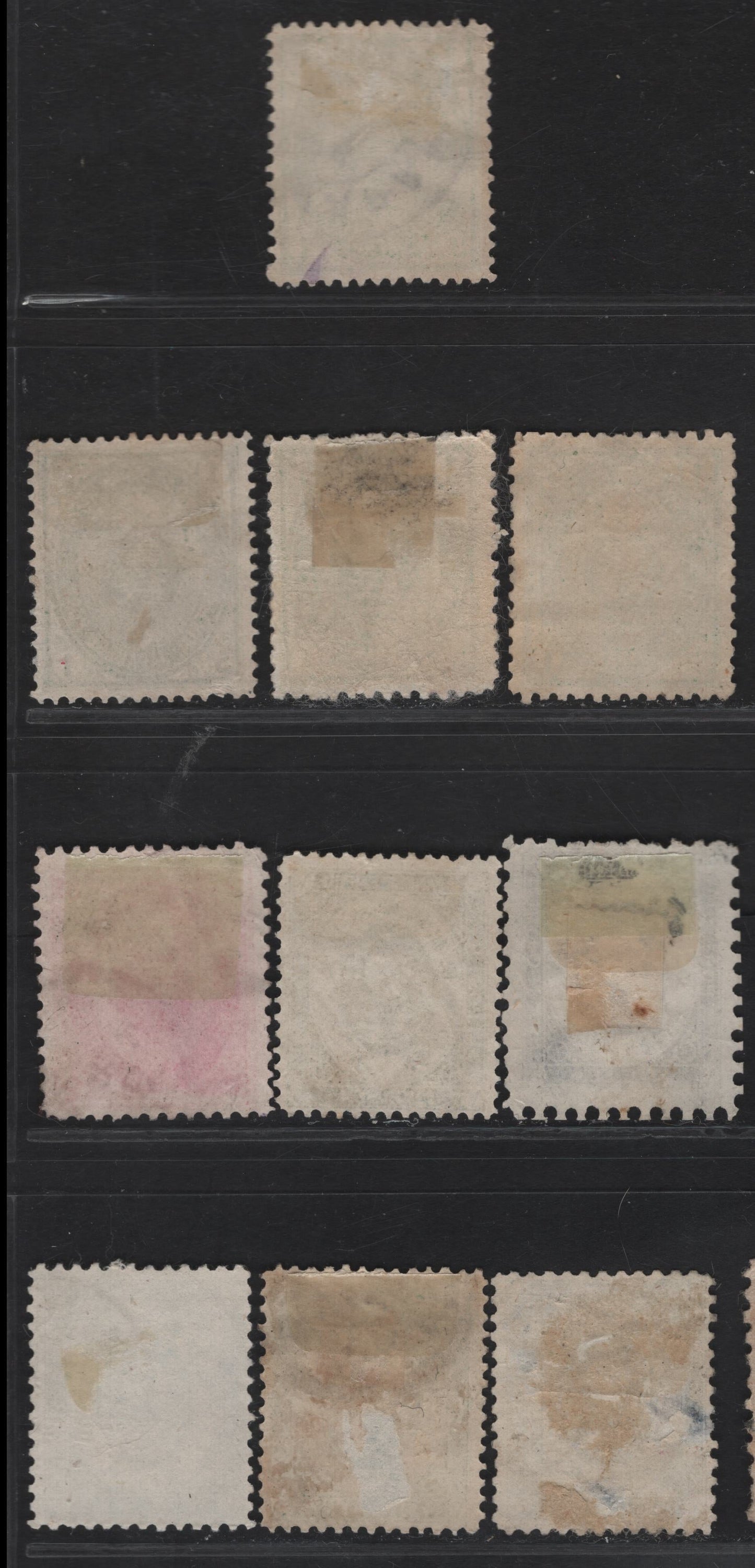 Lot 186 Japan SC#72-74 1s - 5s Green - Ultramarine Koban, 1883 New Color Koban Issue, 10 Fine/Very Fine Used Singles, Shade & Perforation Varieties