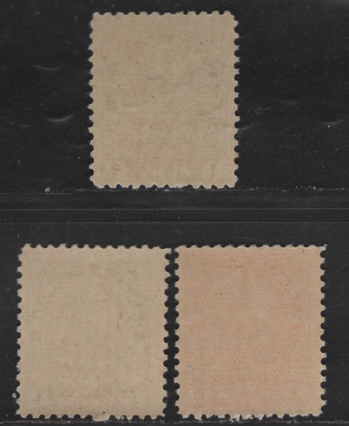 Lot 27 (C) Canada #MR1-MR2 1c -2c Dark Green, Dull Bluish Green & Rose Carmine King George V, 1915 War Tax Issue, 3 FNH Singles, Retouched Framelines.