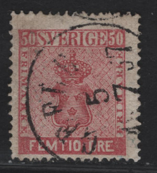 Lot 283 Sweden SC#12 50o Rose Arms, 1858-1862 Arms Issue, A Fine Used Single