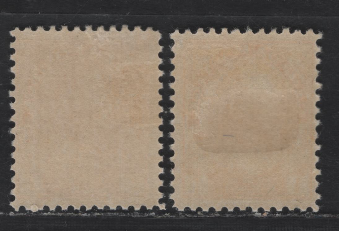 Lot 3 Canada #105, 105i 1c Orange Yellow & Chrome Yellow King George V, 1911-1925 Admiral Issue, 2 FOG Singles, Wet Printings, Die 1, Retouched Framelines.