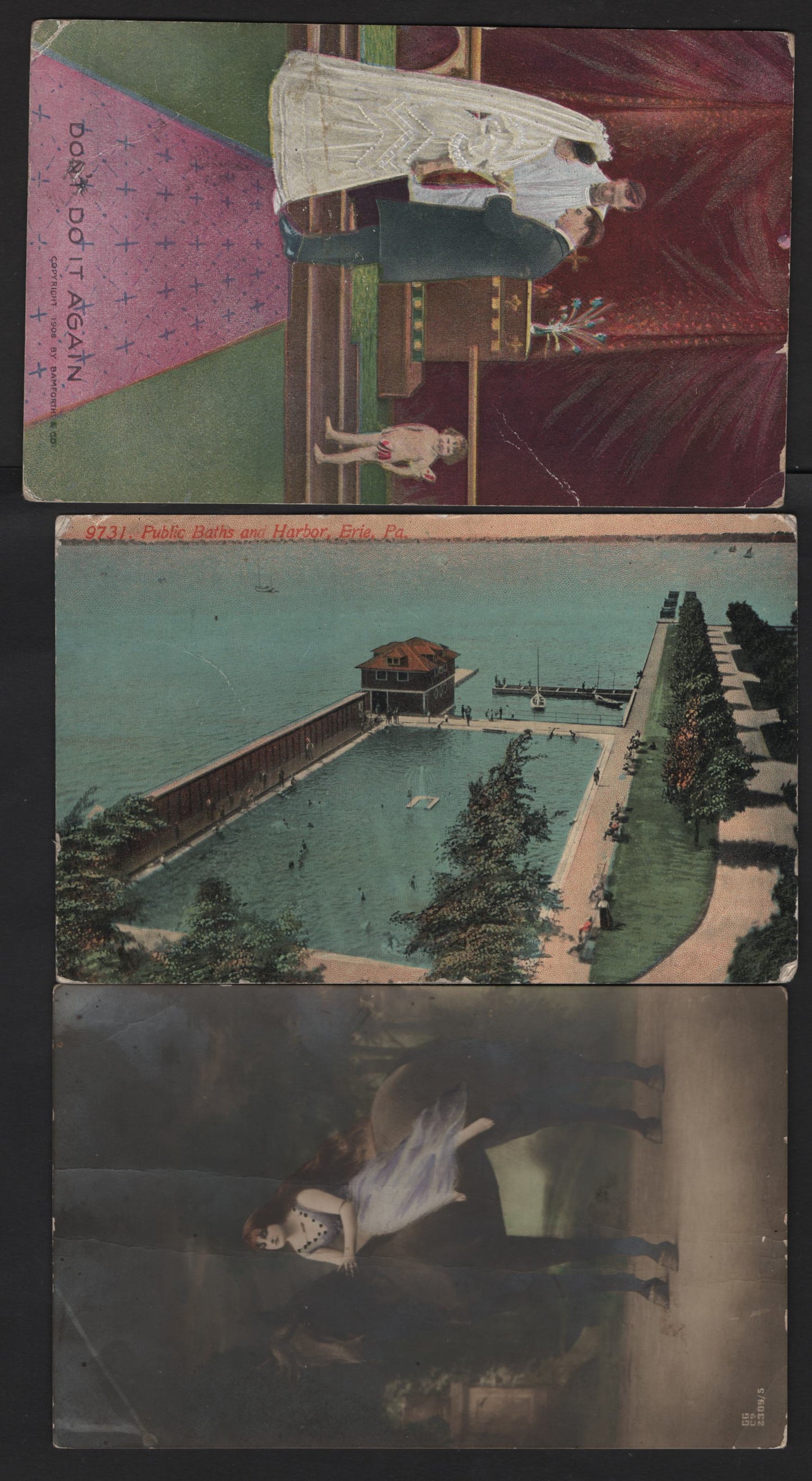 Lot 33 (C) Canada #MR1, 104, 104b, 105, 105f, 106v 1c - 2c Dark Green - Deep Red King George V, 1911-1925 Admiral & War Tax Issues, 6 Fine/Very Fine Used Singles & Pairs On Postcards, Mostly VF, Couple With A Small Corner Creases.