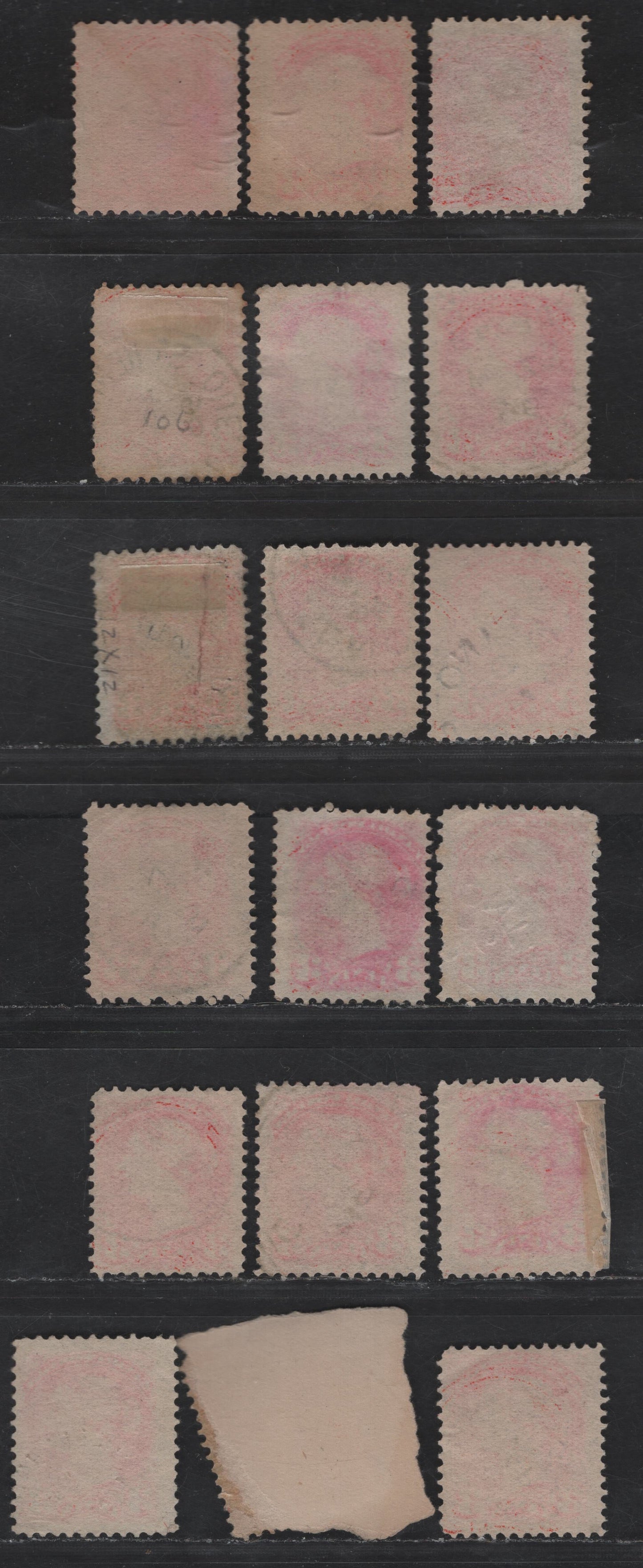 Lot 40 Canada #41 3c Orange Vermillion Queen Victoria, 1870-1893 Small Queen Issue, 10 Fine Used Singles, Late Second Ottawa Printings, 1896 Dated Cancels, Various Shades (Including One Aniline), Unchecked For Paper Types.