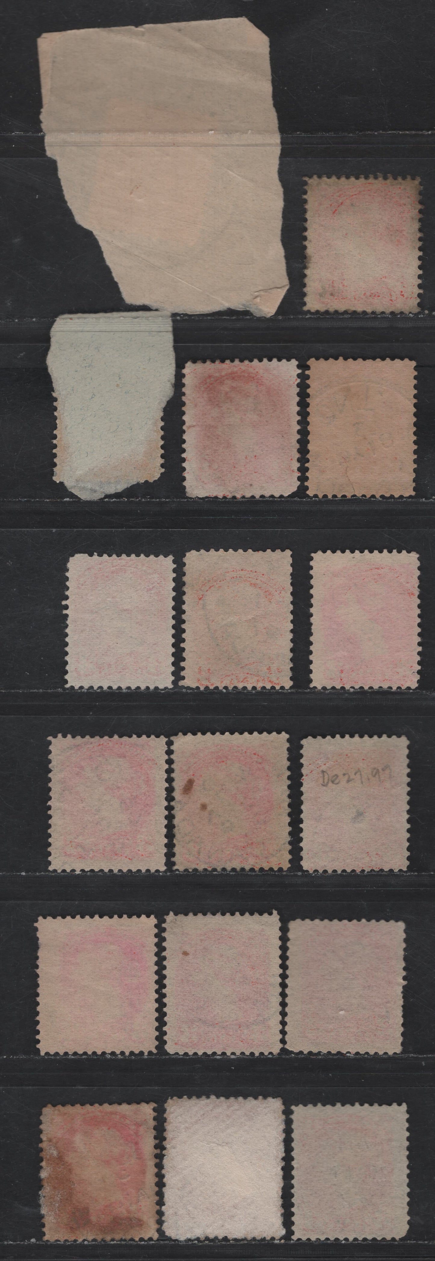 Lot 85 Canada #41 3c Orange Vermillion Queen Victoria, 1870-1893 Small Queen Issue, 17 Fine Used Singles, Late Second Ottawa Printings, 1897 Dated Cancels, Various Shades, Unchecked For Papers.