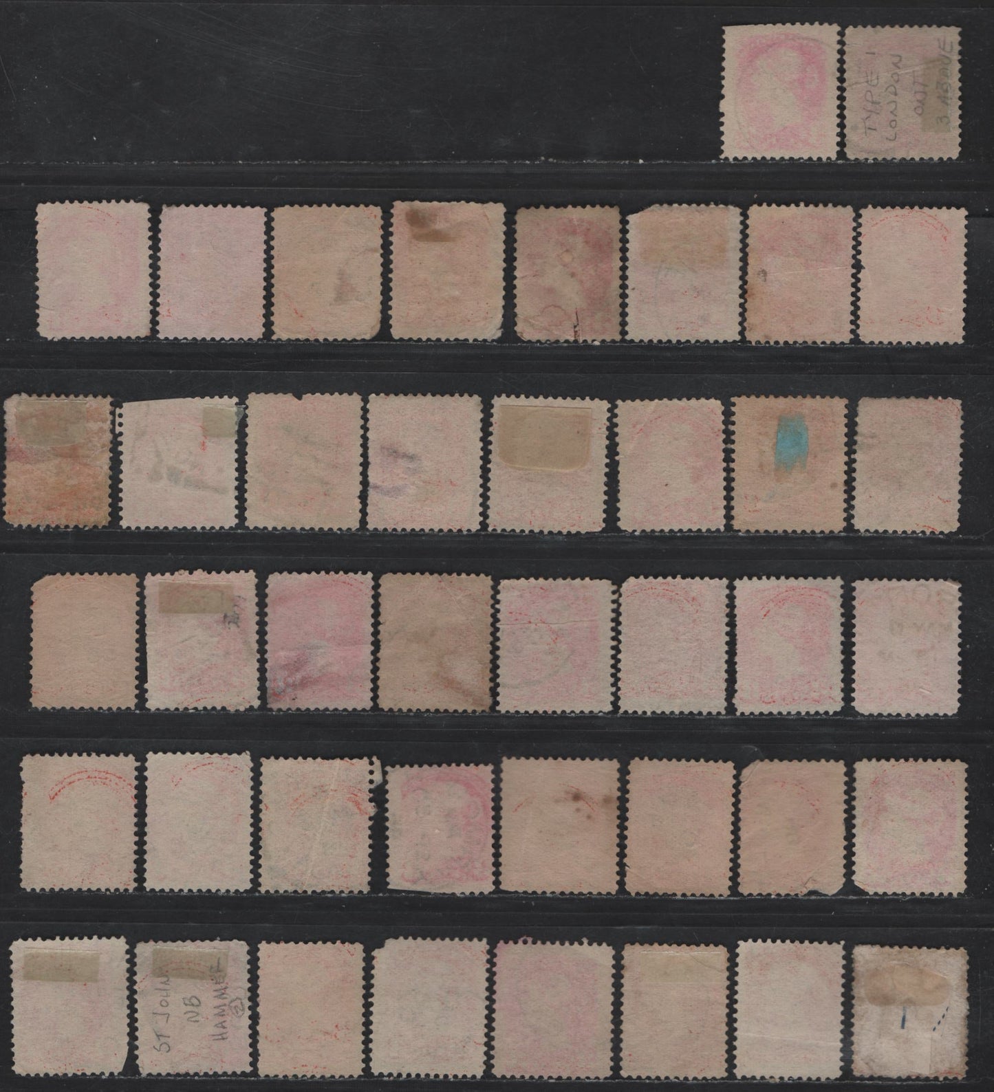 Lot 47A Canada #41 3c Vermillion & Orange Vermillion Queen Victoria, 1870-1893 Small Queen Issue, 42 Ungraded Singles, Second Ottawa Printings, 1896-1898 Dated Cancels (9 1896 & 1898 and 24 1897), Unchecked As To Shades, Useful for Study.