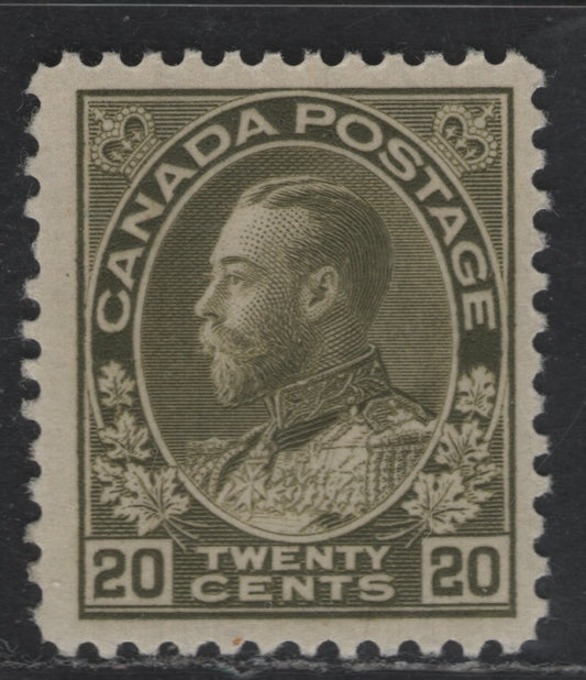 Lot 5 Canada #119 20c Olive Green King George V, 1911-1925 Admiral Issue, A FNH Single, Dry Printing, Normal Frameline.